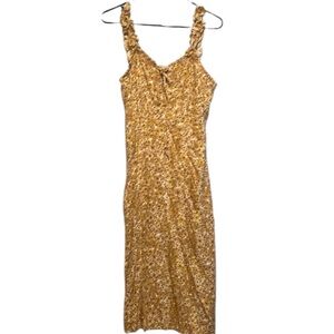 Japna Mustard Floral Midi Dress